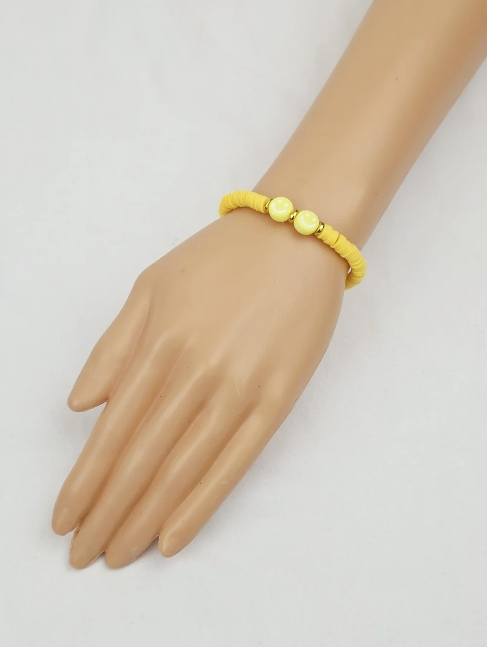 Handmade Clay Bead Smiley Face  Bracelet